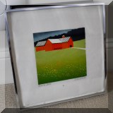 A05. Sabra Field framed barn print. 